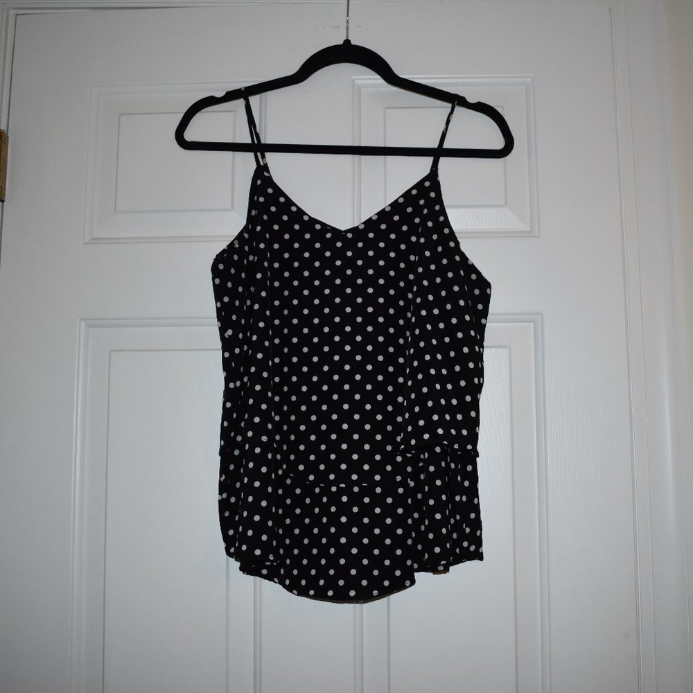 Polka Dot Tiered, Chiffon Tank | Size M
